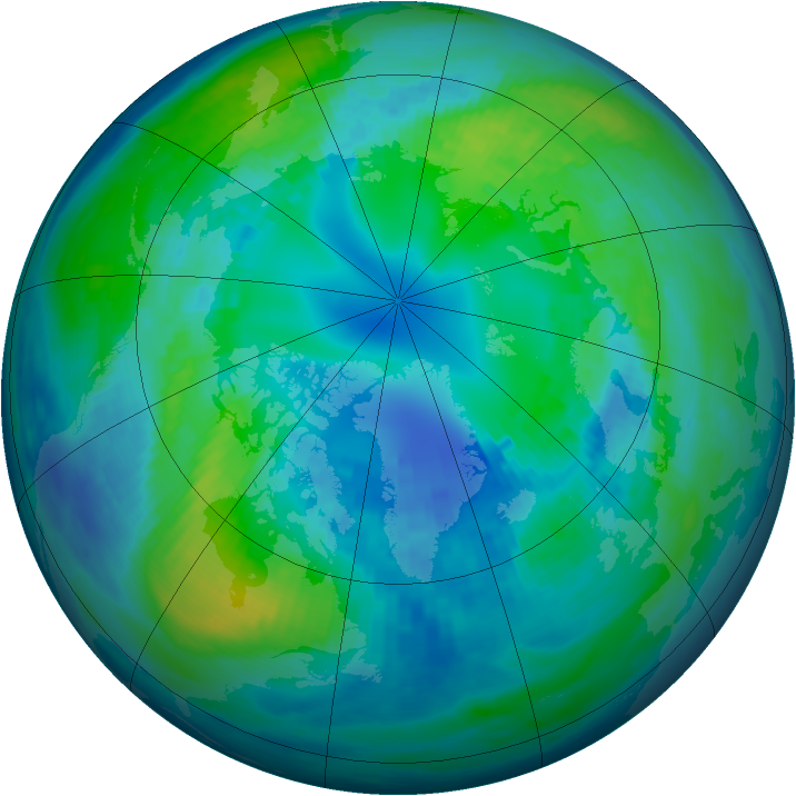 Arctic ozone map for 18 October 1992